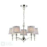 English Heritage Marble Hill 5 Light Armed Pendant Polished Nickel With Shade